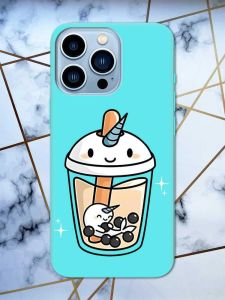 Матовий бірюзовий чохол на Apple iPhone 13 Pro Max дизайн Коктейль Єдиноріг принт 96