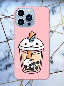 Матовий рожевий чохол на Apple iPhone 13 Pro Max дизайн Коктейль Єдиноріг принт 96