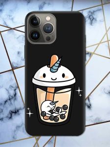 Матовий чорний чохол на Apple iPhone 13 Pro дизайн Коктейль Єдиноріг принт 96