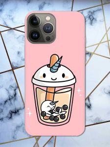 Матовий рожевий чохол на Apple iPhone 13 Pro дизайн Коктейль Єдиноріг принт 96