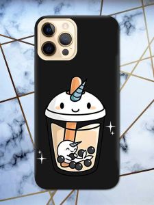Матовий чорний чохол на Apple iPhone 12 Pro Max дизайн Коктейль Єдиноріг принт 96