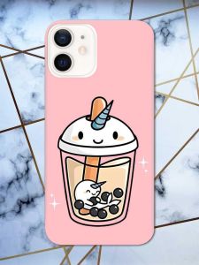 Матовий рожевий чохол на Apple iPhone 12 / 12 Pro (6.1) дизайн Коктейль Єдиноріг принт 96