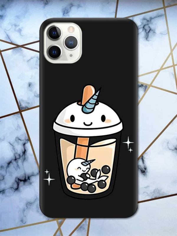 Матовий чорний чохол на iPhone 11 Pro Max (6.5) дизайн Коктейль Єдиноріг принт 96