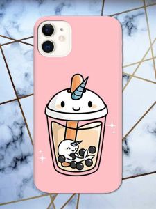 Матовий рожевий чохол на Apple iPhone 11 (6.1) дизайн Коктейль Єдиноріг принт 96