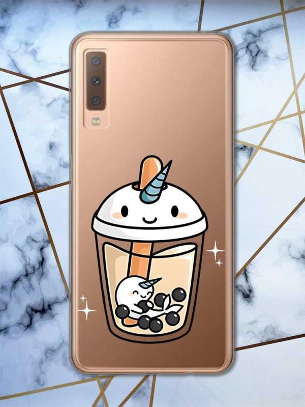 Прозорий чохол на Samsung Galaxy A7(2018) A750 дизайн Коктейль Єдиноріг принт 96