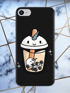 Матовий чорний чохол на iPhone 7 / 8 дизайн Коктейль Єдиноріг принт 96