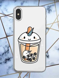 Прозорий чохол на iPhone X / XS дизайн Коктейль Єдиноріг принт 96