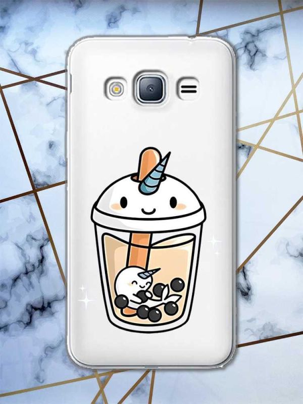 Прозорий чохол на Samsung Galaxy J3 2016 J310 дизайн Коктейль Єдиноріг принт 96