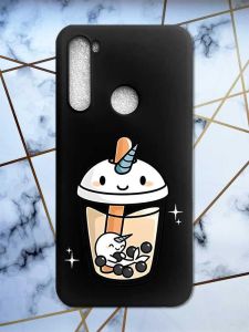 Матовий чорний чохол на Xiaomi Redmi Note 8 дизайн Коктейль Єдиноріг принт 96