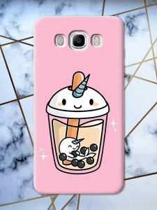 Матовий рожевий чохол на Samsung Galaxy J7(2016) J710 дизайн Коктейль Єдиноріг принт 96