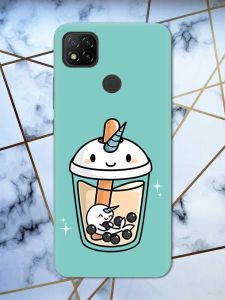 Матовий бірюзовий чохол на Xiaomi Redmi 9C дизайн Коктейль Єдиноріг принт 96