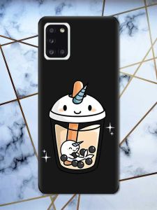 Матовий чорний чохол на Samsung Galaxy А31 дизайн Коктейль Єдиноріг принт 96