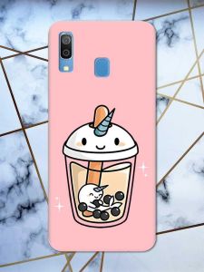 Матовий рожевий чохол на Samsung Galaxy А30 (2019) / А20 (2019) дизайн Коктейль Єдиноріг принт 96