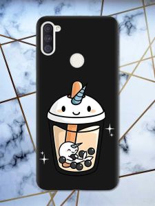 Матовий чорний чохол на Samsung Galaxy А11 дизайн Коктейль Єдиноріг принт 96