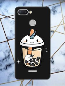 Матовий чорний чохол на Xiaomi Redmi 6 дизайн Коктейль Єдиноріг принт 96