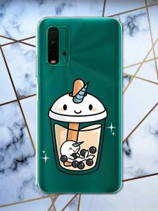 Прозорий чохол на Xiaomi Redmi 9T  дизайн Коктейль Єдиноріг принт 96