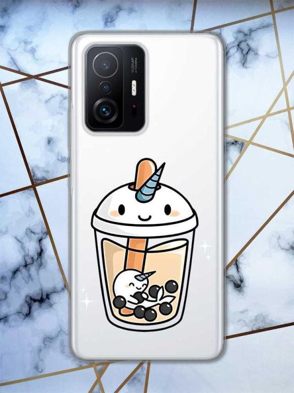 Прозорий чохол на Xiaomi 11T  дизайн Коктейль Єдиноріг принт 96