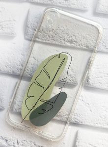 Прозорий чохол на iPhone X / XS рельєфний дизайн Листочок принт 65