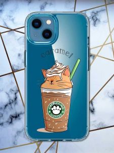 Прозорий чохол для iPhone 13 mini дизайн Капучіно котик принт 97