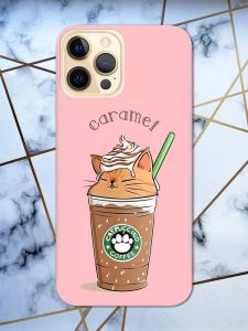 Матовий рожевий чохол на Apple iPhone 12 Pro Max дизайн Капучіно котик принт 97
