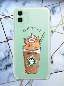 Прозорий чохол на Apple iPhone 11 (6,1) дизайн Капучіно котик принт 97