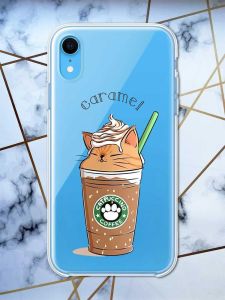 Прозорий чохол на iPhone XR дизайн Капучіно котик принт 97