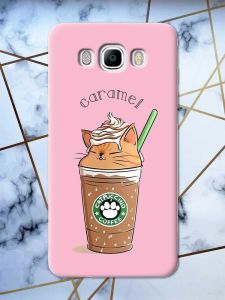 Матовий рожевий чохол на Samsung Galaxy J7(2016) J710 дизайн Капучіно котик принт 97