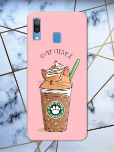 Матовий рожевий чохол на Samsung Galaxy А30 (2019) / А20 (2019) дизайн Капучіно котик принт 97