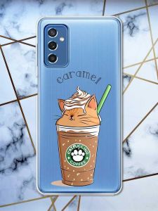 Прозорий чохол на Samsung Galaxy M52 дизайн Капучіно котик принт 97