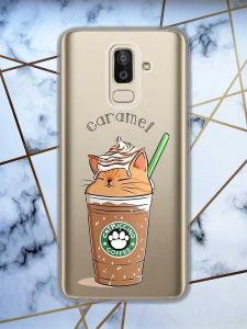 Прозорий чохол для Samsung Galaxy J8 (2018)  дизайн Капучіно котик принт 97