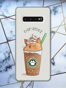 Прозорий чохол на Samsung Galaxy S10 дизайн Капучіно котик принт 97