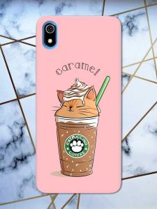 Матовий рожевий чохол на Xiaomi Redmi 7A дизайн Капучіно котик принт 97