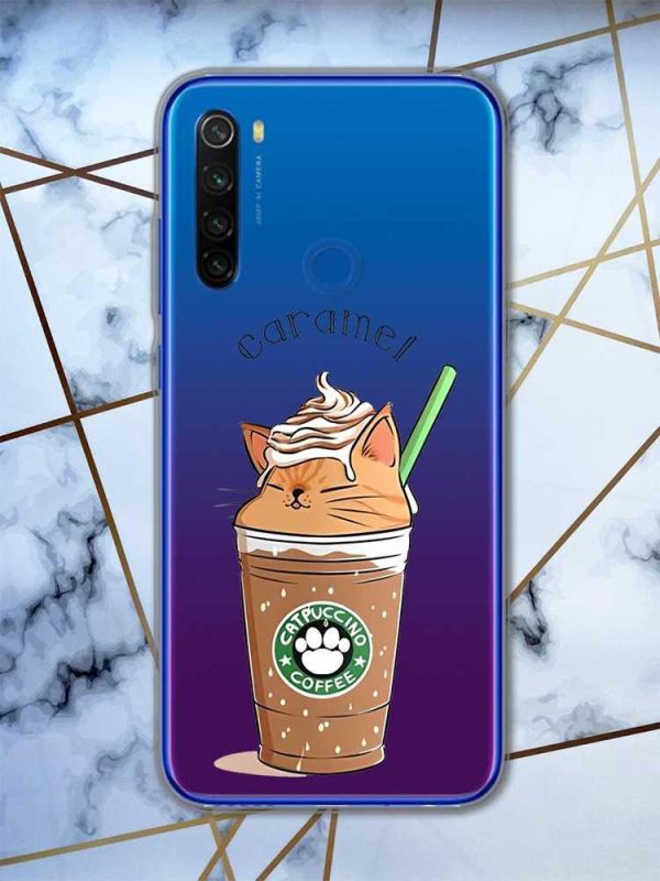 Прозорий чохол на Xiaomi Redmi Note 8T  дизайн Капучіно котик принт 97