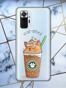 Прозорий чохол для Xiaomi Redmi Note 10 Pro/10 Pro Max :: Капучіно котик | принт 97