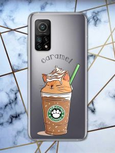 Прозорий чохол на Xiaomi Mi 10T / Mi 10T Pro дизайн Капучіно котик принт 97