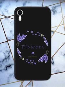 Матовий чорний чохол на Apple iPhone XR рельєфний дизайн Лавандовий віночок принт 19