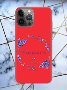 Матовий червоний чохол на Apple iPhone 13 Pro рельєфний дизайн Лавандовий віночок принт 19