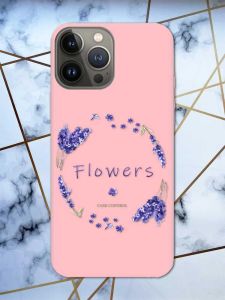 Матовий рожевий чохол на Apple iPhone 13 Pro рельєфний дизайн Лавандовий віночок принт 19