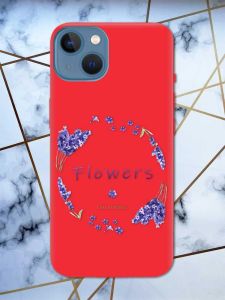 Матовий червоний чохол на Apple iPhone 13 рельєфний дизайн Лавандовий віночок принт 19