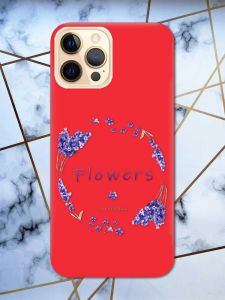 Матовий червоний чохол на Apple iPhone 12 Pro Max рельєфний дизайн Лавандовий віночок принт 19