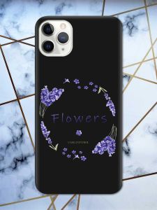 Матовий чорний чохол на iPhone 11 Pro Max (6.5) рельєфний дизайн Лавандовий віночок принт 19
