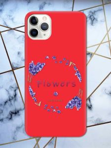 Матовий червоний чохол на iPhone 11 Pro Max (6.5) рельєфний дизайн Лавандовий віночок принт 19