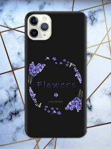 Матовий чорний чохол на iPhone 11 Pro (5.8) рельєфний дизайн Лавандовий віночок принт 19