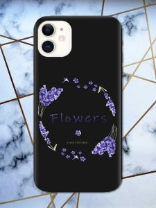 Матовий чорний чохол на Apple iPhone 11 (6.1) рельєфний дизайн Лавандовий віночок принт 19