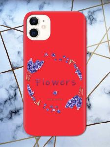 Матовий червоний чохол на Apple iPhone 11 (6.1) рельєфний дизайн Лавандовий віночок принт 19