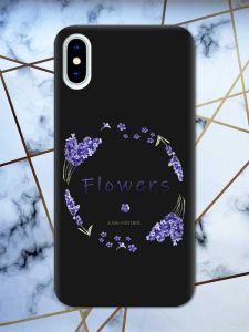 Матовий чорний чохол на iPhone X / Xs рельєфний дизайн Лавандовий віночок принт 19