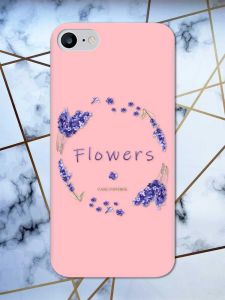 Матовий рожевий чохол на iPhone 7 / 8 рельєфний дизайн Лавандовий віночок принт 19