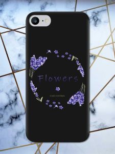 Матовий чорний чохол на iPhone 7 / 8 рельєфний дизайн Лавандовий віночок принт 19