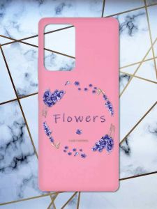 Матовий рожевий чохол на Samsung Galaxy A52 рельєфний дизайн Лавандовий віночок принт 19