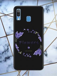 Матовий чорний чохол на Samsung Galaxy А30 (2019) / А20 (2019) рельєфний дизайн Лавандовий віночок принт 19